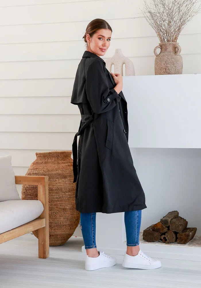 Chloe Trench Coat (Black) - Something For Me​​