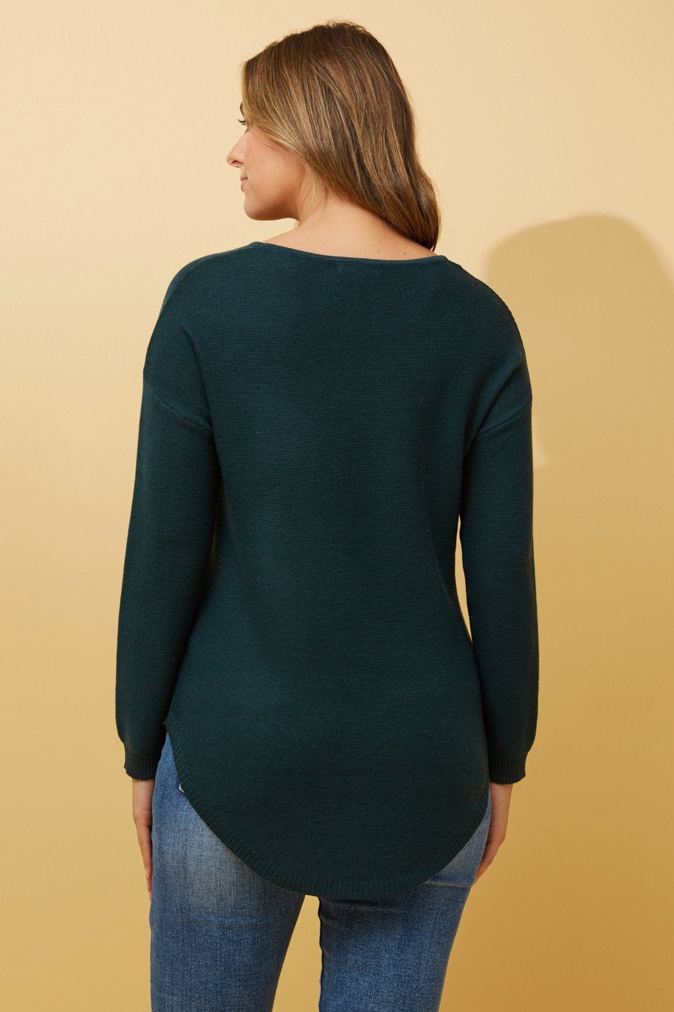 Daryle Solid Knit Jumper (Forest Green) - Something For Me​​