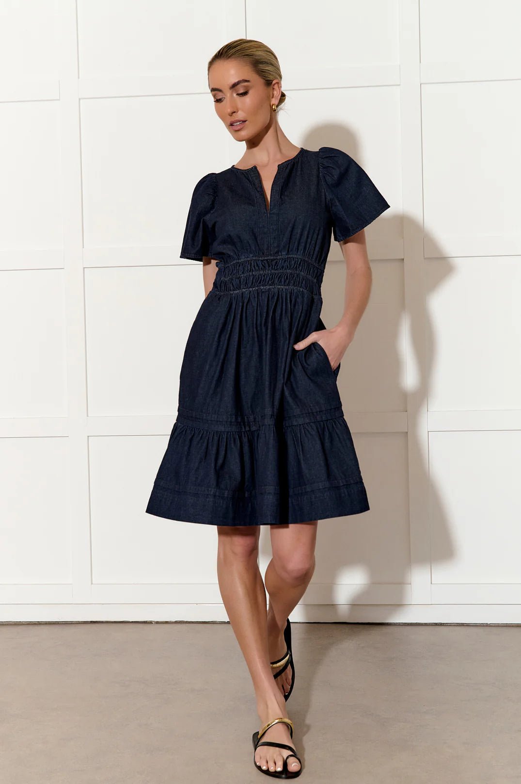 Eliana Light Weight Short Dress (Denim) - Something For Me​​