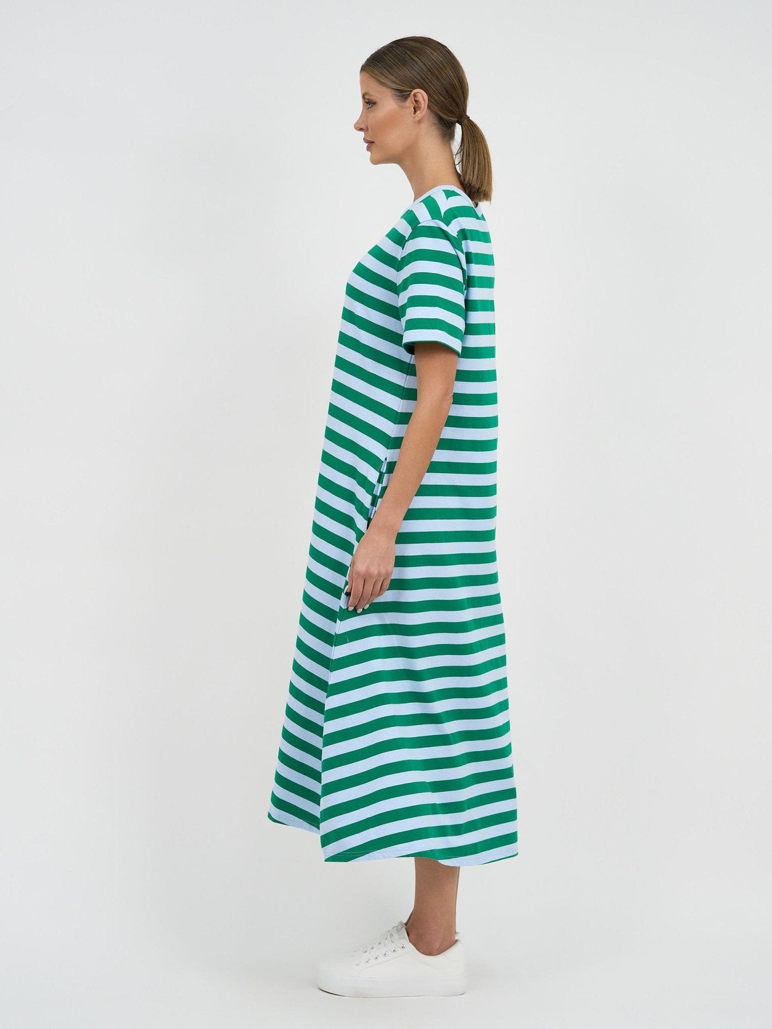 Jersey Stripe Dress (Green) - Something For Me​​