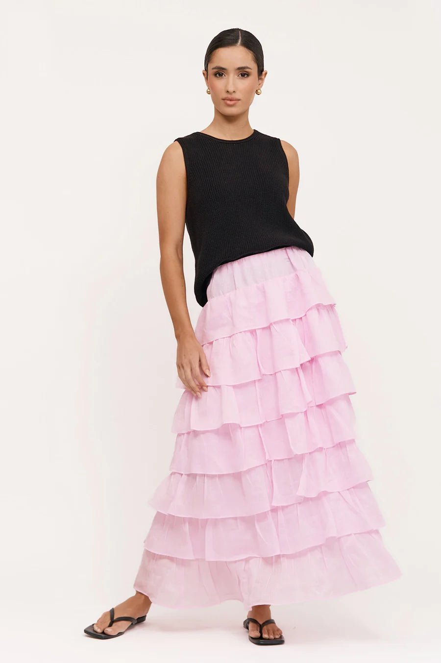 Maisy Ruffle Ramie Skirt (Pink) - Something For Me​​