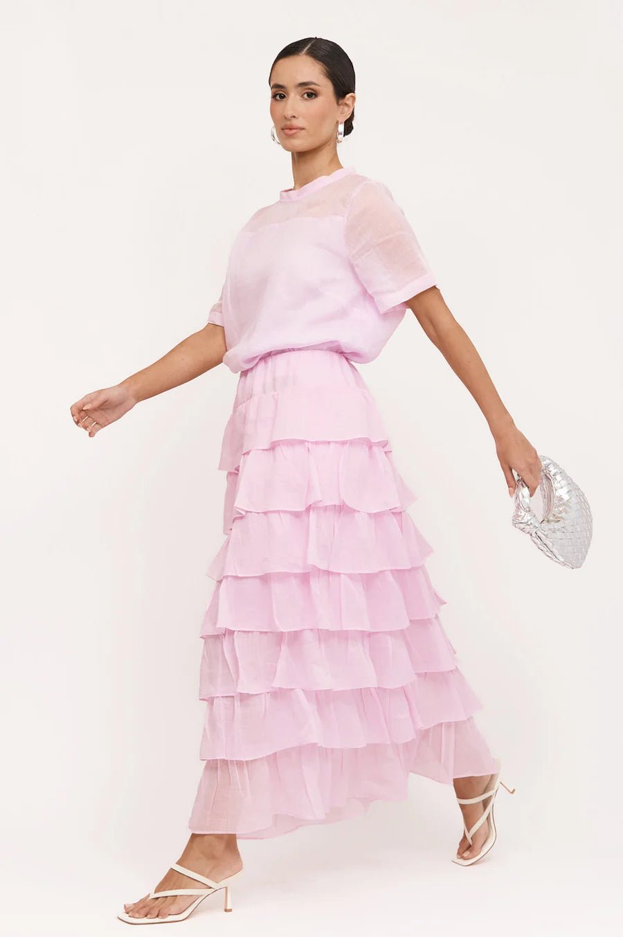 Maisy Ruffle Ramie Skirt (Pink) - Something For Me​​