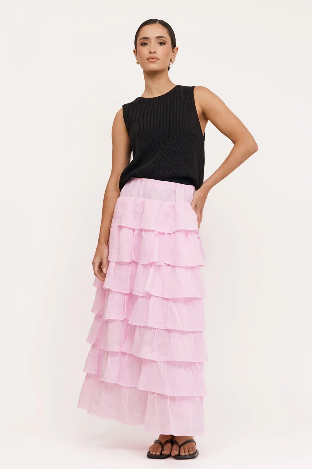 Maisy Ruffle Ramie Skirt (Pink) - Something For Me​​