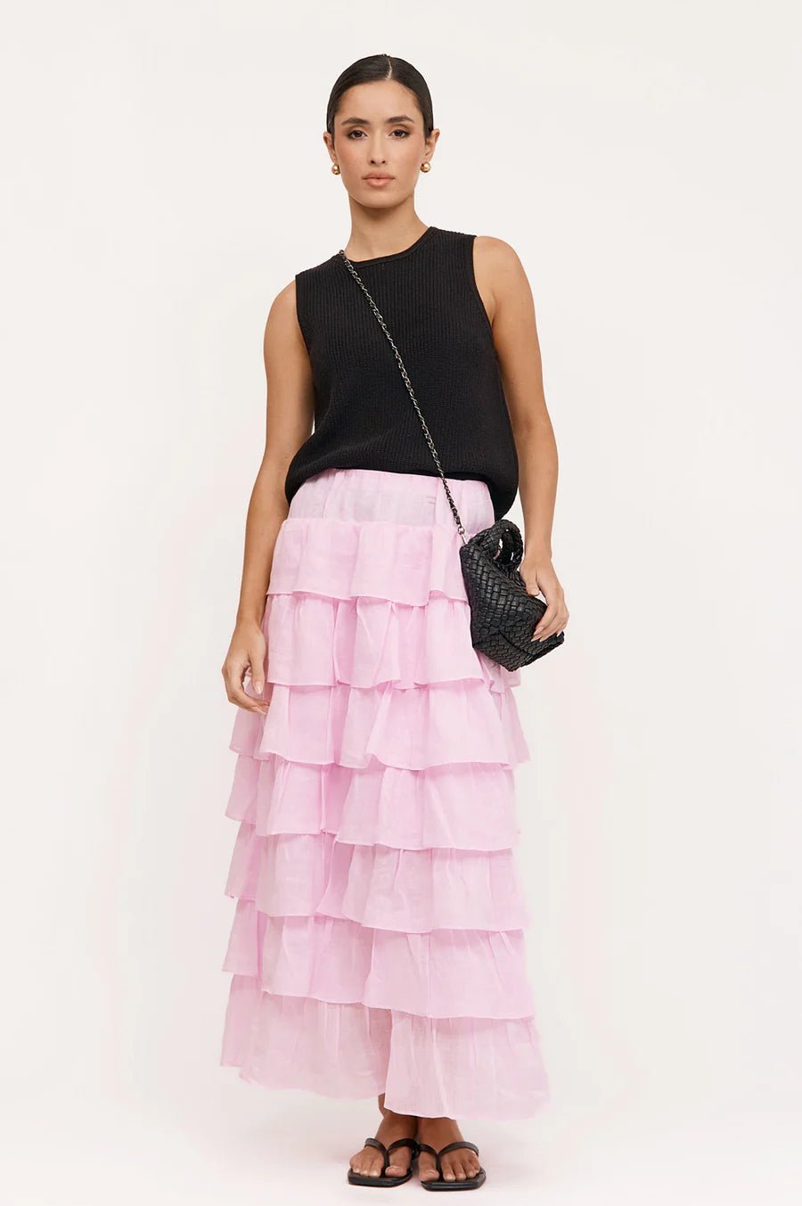 Maisy Ruffle Ramie Skirt (Pink) - Something For Me​​