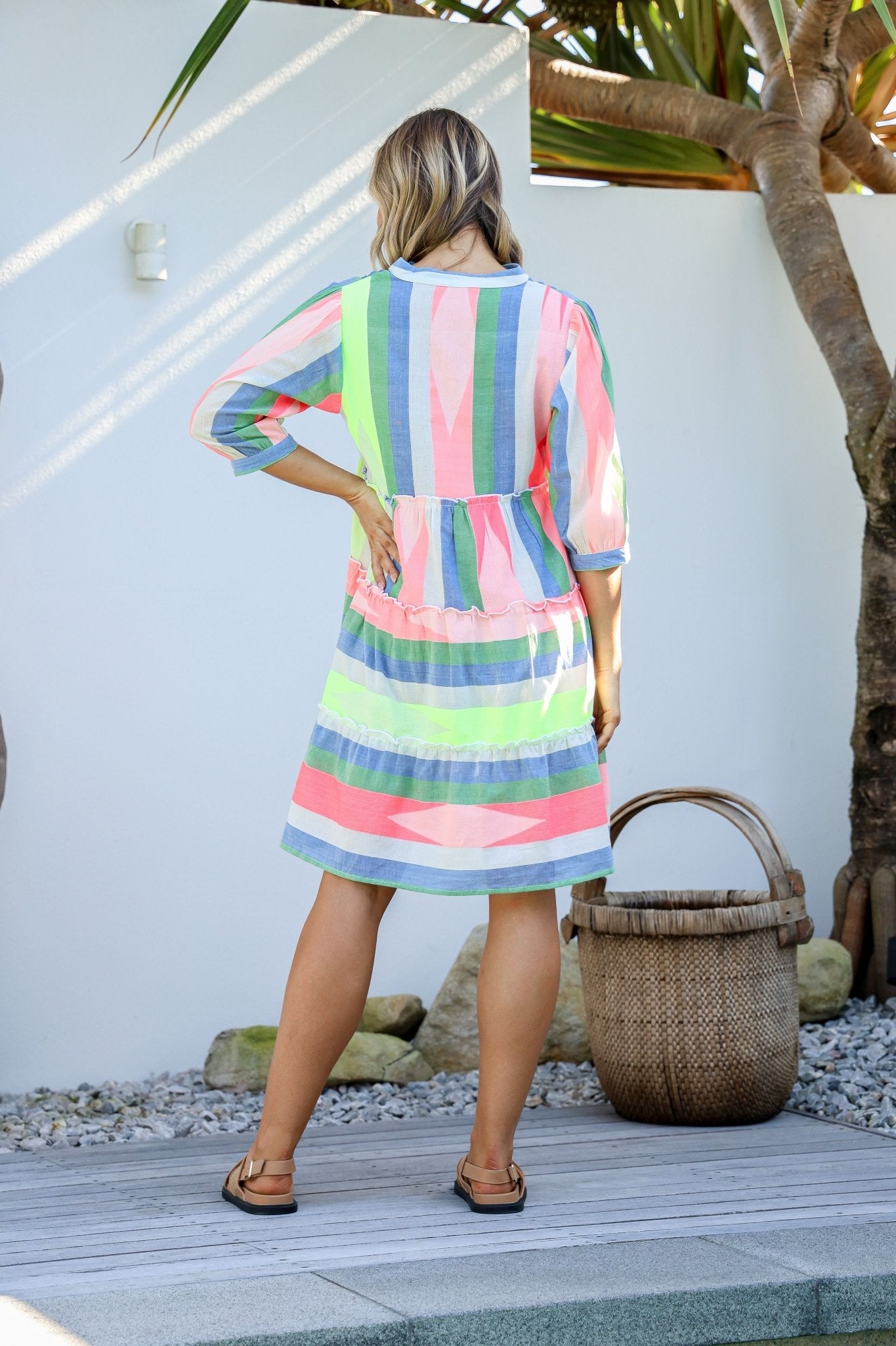 Mediterranean Boho Dress (Neon Multi) - Something For Me​​