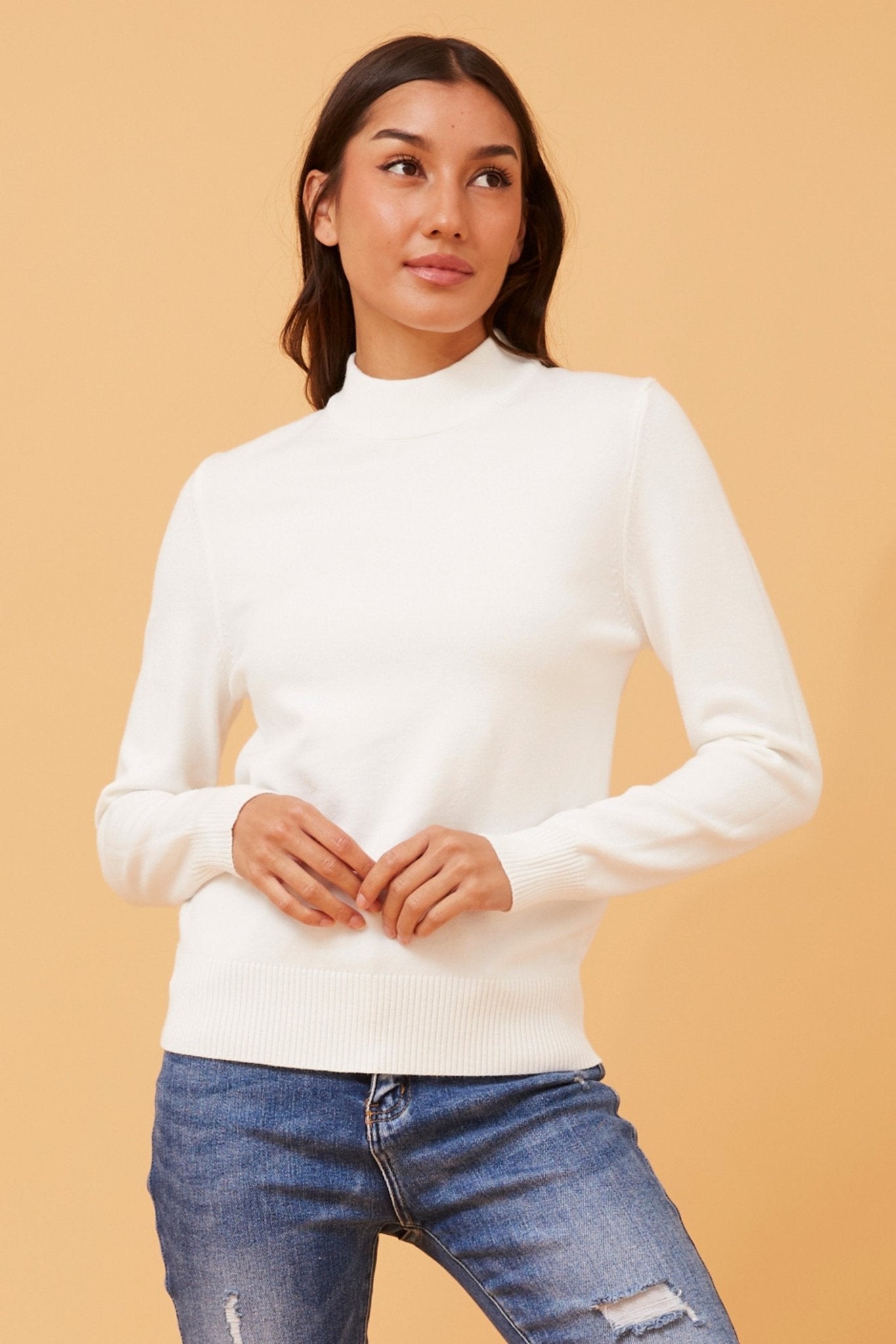 Petunia Solid Knit Jumper (White) - Something For Me​​