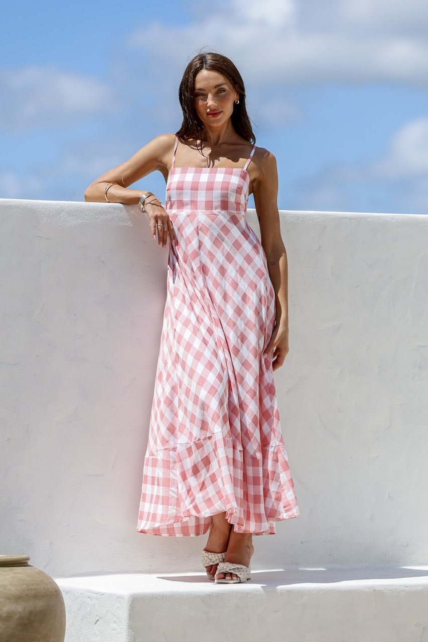 Savannah Dress (Pink/White) - Something For Me​​