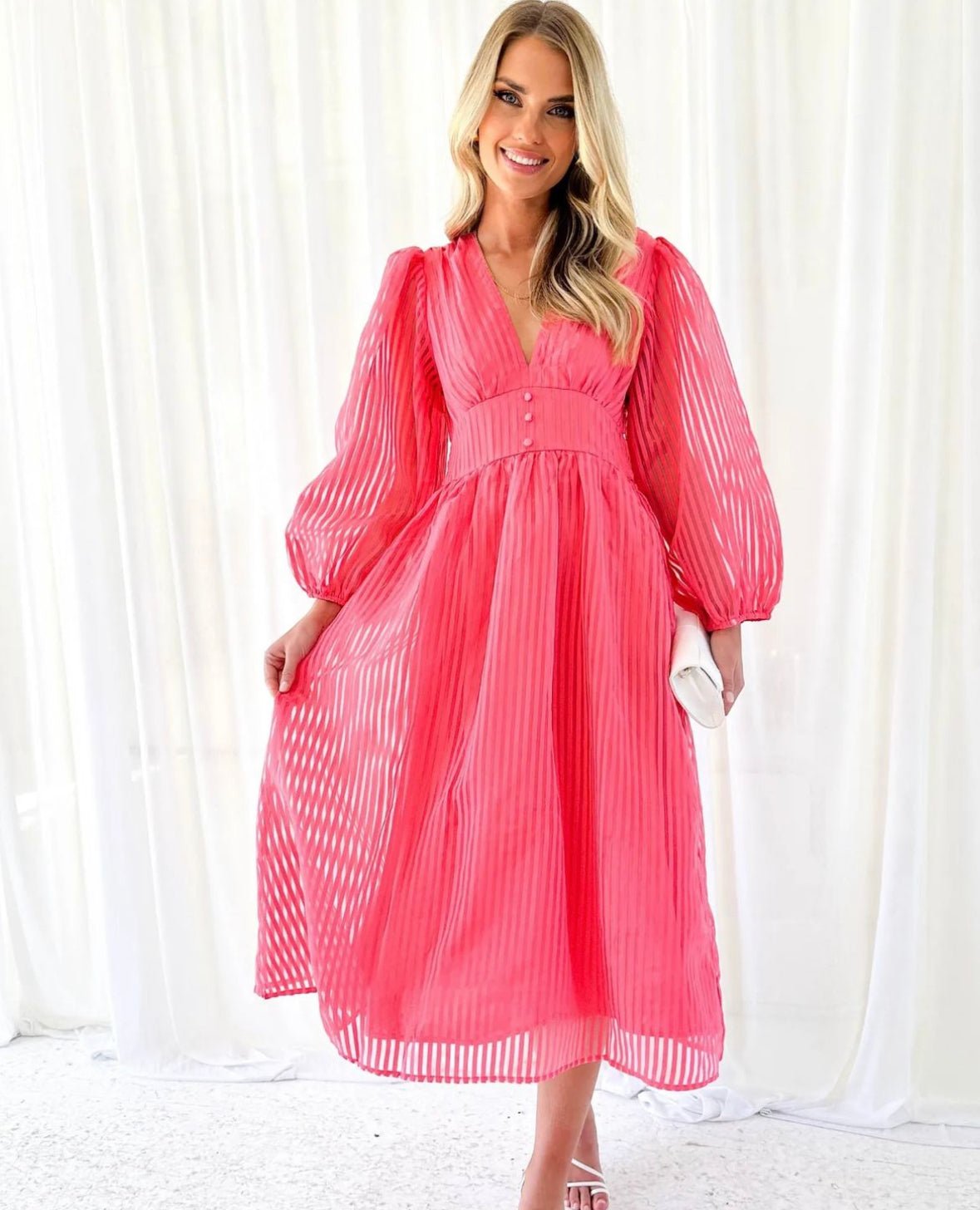 Chessie Midi Dress (Pink) - Something For Me | Something For Me